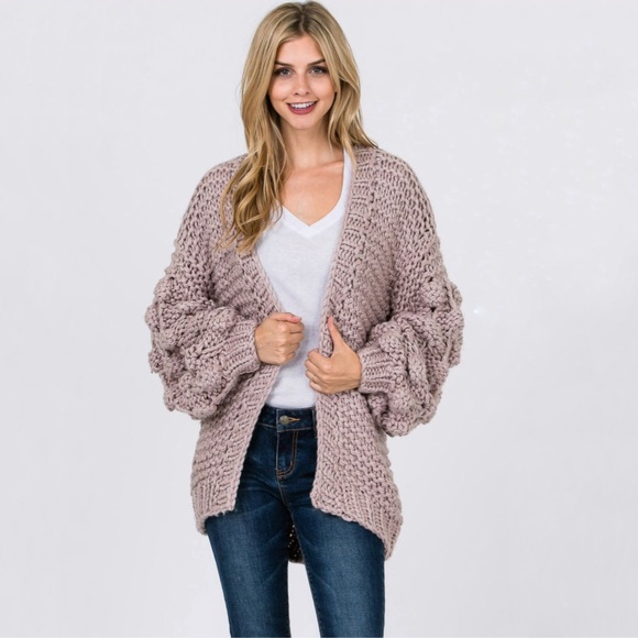 Handmade Cable Knit Chunky Open Cardigan Sweater - Picture 6 of 8